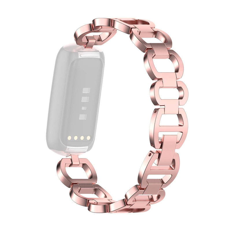 Maedack Metal Replacement Bands Replacement Strap Compatible for Fitbit Luxe,Latest Waterproof Watch Band Strap,Making Device Look More Classy Rose