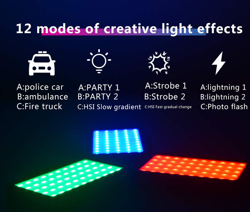 RGB Video Light with Built-in Rechargeable Battery Full Color Led Camera Light CRI97 + Dimmable 3200K-5600K Rechargable Led Video Light Panel for YouTube DSLR Camera Camcorder Photo Lighting