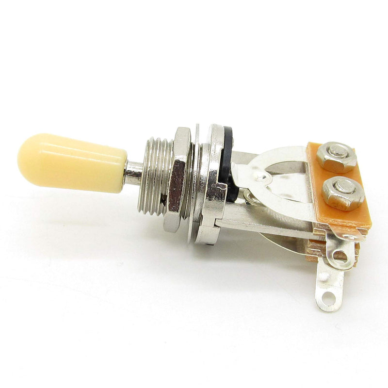 Chrome 3 Way Electric Guitar Pickup Toggle Switch with Cream Tip Knob Cap