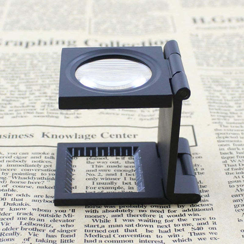 Magnifier 10X 28mm Mini Three-Folding 10X Magnifier with Scale for Textile Optical Glass Foldable Magnifying Tool
