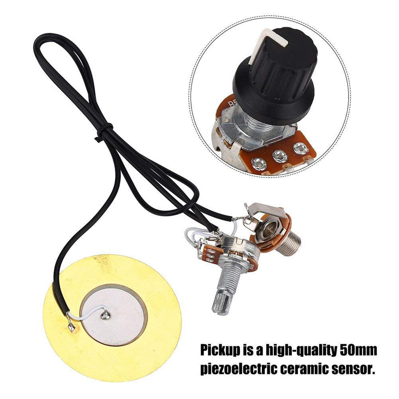 Onown Pickup Wiring Kit PIckup Piezo 50mm Sensitive Transducer Pickups Prewired Amplifier with 6.35mm Output Jack for Cigar Box Guitars and Acoustic Instruments