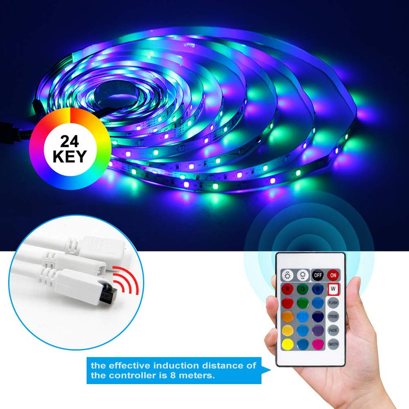 [AUSTRALIA] - Daybetter Led Strip Lights 16.4ft 5m 300 LEDs Flexible Color Changing RGB 3528 Led Strip Light Kit with Remote Controller and Power Supply for Bedroom, Home, Kitchen 