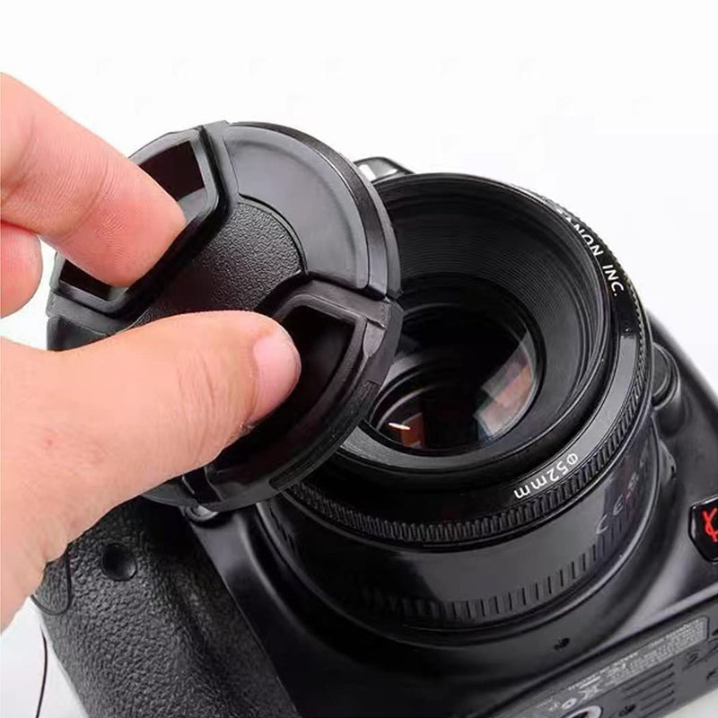 2PACKS Center Pinch Camera 58mm Lens Cap, Front Lens Cap Cover with 2PCS Lens Cap Keeper (Black) (58mm)
