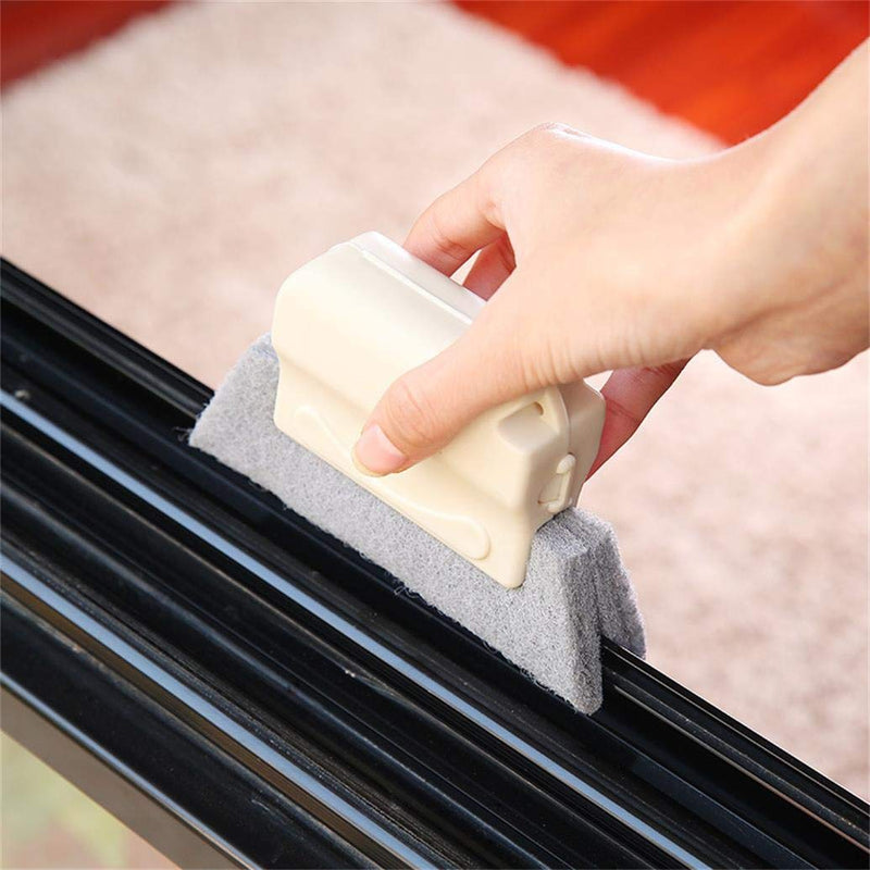 Mengwen 4PCS Window Groove Cleaning Brush, Magic Window Cleaning Brush, Quickly Clean All Corners and crevices, The Cleaning kit Contains 3pcs Window Cleaning brushs（Beige3） and 1pcs Dustpan.