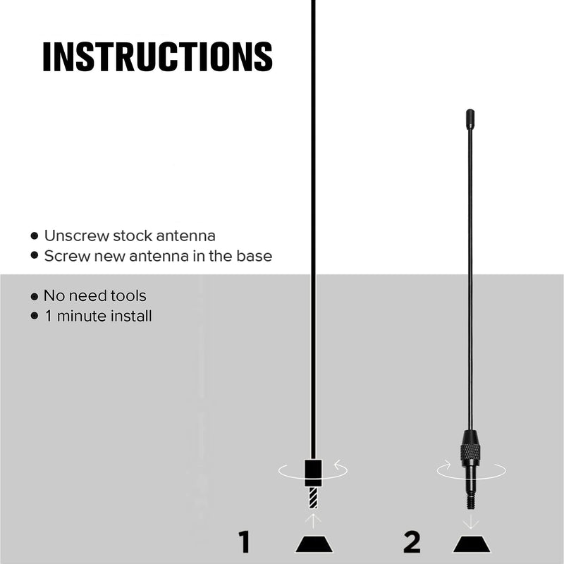 KSaAuto Antenna Compatible with 1979-2009 Ford Mustang GT V6 | 8 Inches Premium Metal Antenna Mast Replacement | Designed for Optimized FM/AM Radio Reception