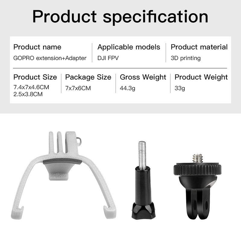 Honlyn Mount Adapter Bracket for DJI FPV Drone Compatible with Gopro 10 9 8 7 /for Insta360 ONE R Insta360 ONE RS /for Insta360 ONE X 1 2/for DJI Osmo Pocket 1 2 Extension Bracket+1/4 Screw Adapter