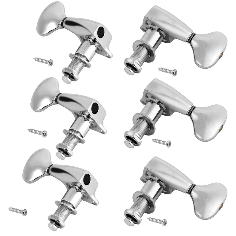 lotmusic Guitar Tuning Pegs, Tuners Machine, 18:1 3L3R, Tuner Keys Heads, Closed Chrome for Luthier DIY Repair (Shape C) Shape C