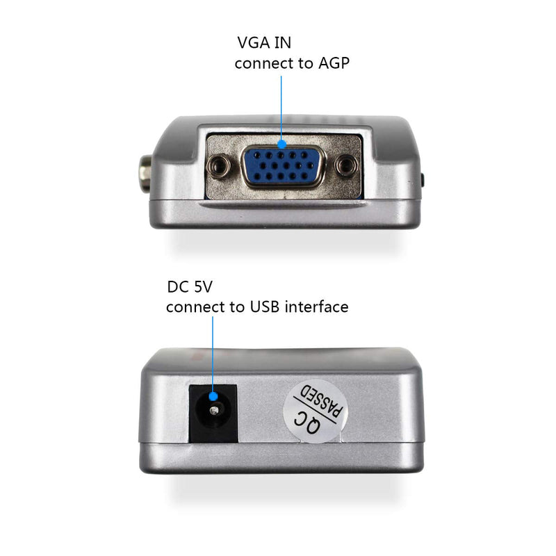 HDSUNWSTD VGA to RCA Adapter, Composite AV S Video to VGA Converter, PC to TV Video Switch Box for HDTV, Monitors, Laptop, Desktop, PC