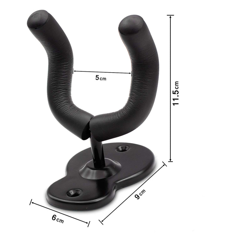 Guitar Wall Mount Hanger Metal Hook Black Holder for Acoustic Electric Bass Guitars Ukulele and More Instruments