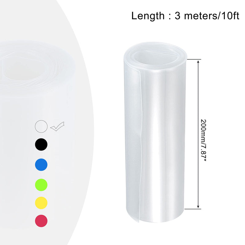 MECCANIXITY Battery Wrap PVC Heat Shrink Tubing 200mm Flat 10 Feet Clear Good Insulation for Battery Pack