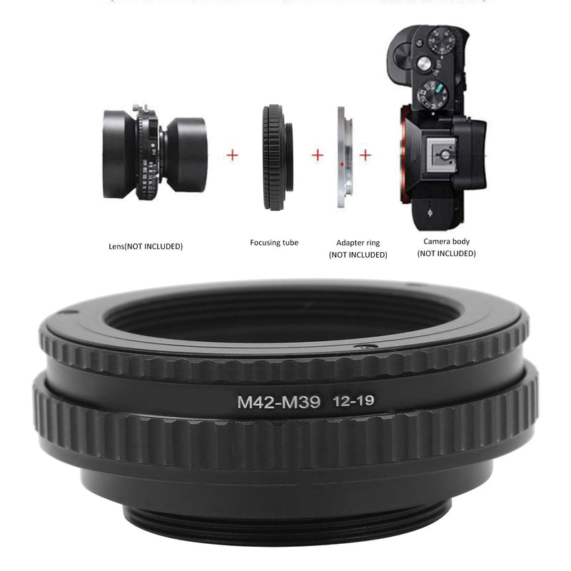 Metal Focus Macro Extension Tube Adapter Ring,M42‑M39 12‑19mm Macro Lens Focusing Tube,Aluminium Alloy Refit Amplification Lens,with M42,M39 Threaded Interface,for Lenses without Focusing System.