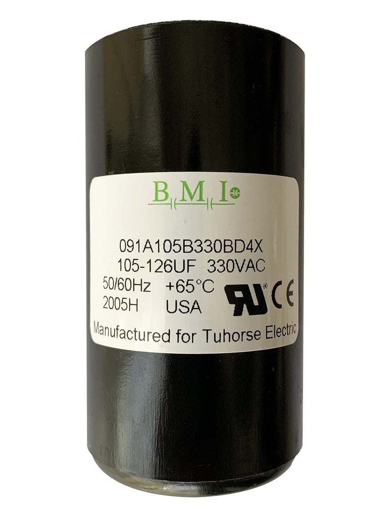 Tuhorse by BMI 105-126UF Motor Start Capacitor, Compatible Replacement Part for U17-1425, U17-2065 and The Start Cap in TCB20M230DLX. Made in USA for Tuhorse, (TH105-126UF)