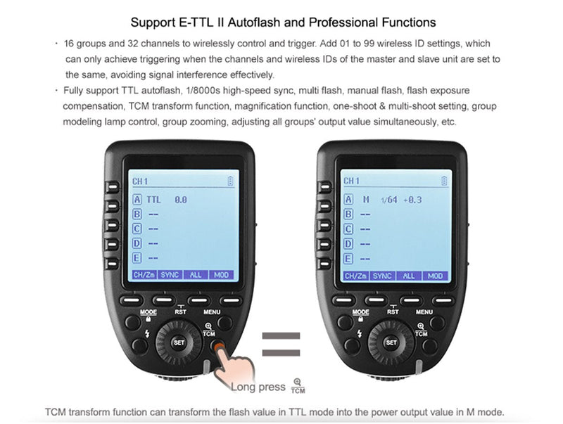 [AUSTRALIA] - GODOX Xpro-C E-TTL II 2.4G Wireless Flash Trigger High Speed Sync 1/8000s X System High-Speed with Big LCD Screen Transmitter 