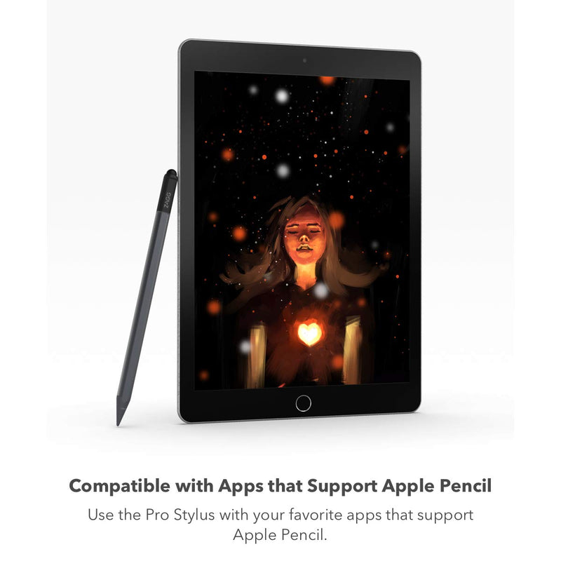 ZAGG - Pro Stylus - Universal capacitive Back end tip - Compatible with iPad Mini 5, iPad 9.7 (6th gen), iPad 10.2 (7th gen), iPad Pro 11 & 12.9 (2018 & 2020), and iPad Air 4 -Black (109906908)