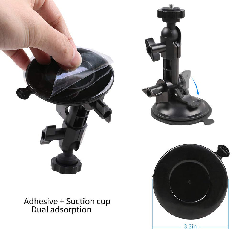 [AUSTRALIA] - Powerful Suction Cup Camera Car Mount with Tripod Adapter and Phone Holder for GoPro Hero 10/9/8/7/6/5 Black,4 Session,4 Silver,3+,iPhone,DJI Osmo Action,Samsung Galaxy,Google Pixel and More 