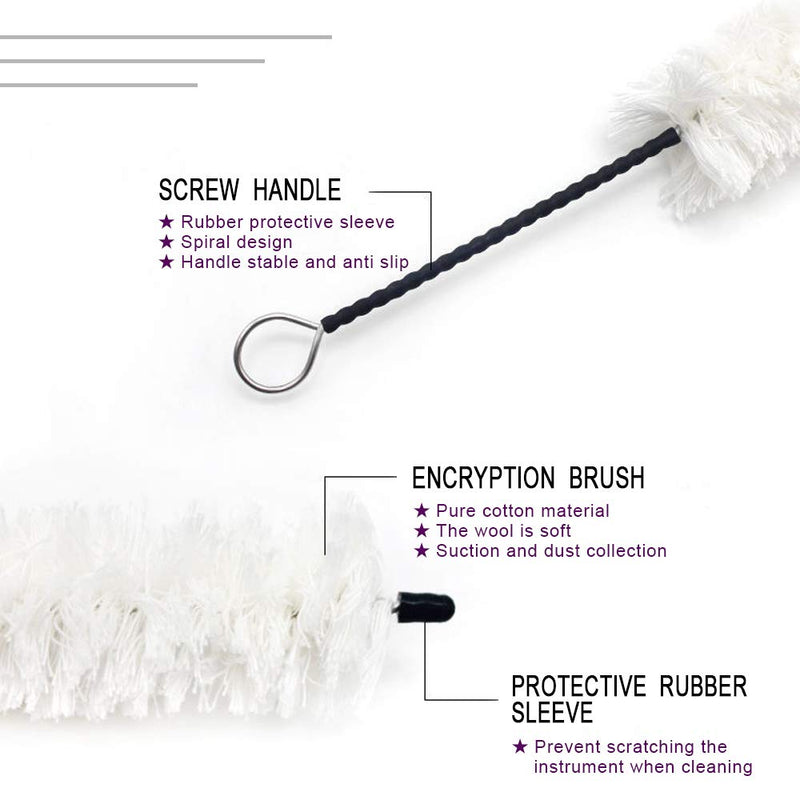 ZBY Flute Cotton Cleaning Brush Kit Includes 1 Pcs Flute Cotton Cleaning Brush Swab, 1 Pcs Dust Brush,1 Pieces Screwdriver for Flute Repair and Cleaning,1 Pair Cotton Gloves and 1Pcs Cleaning Cloth