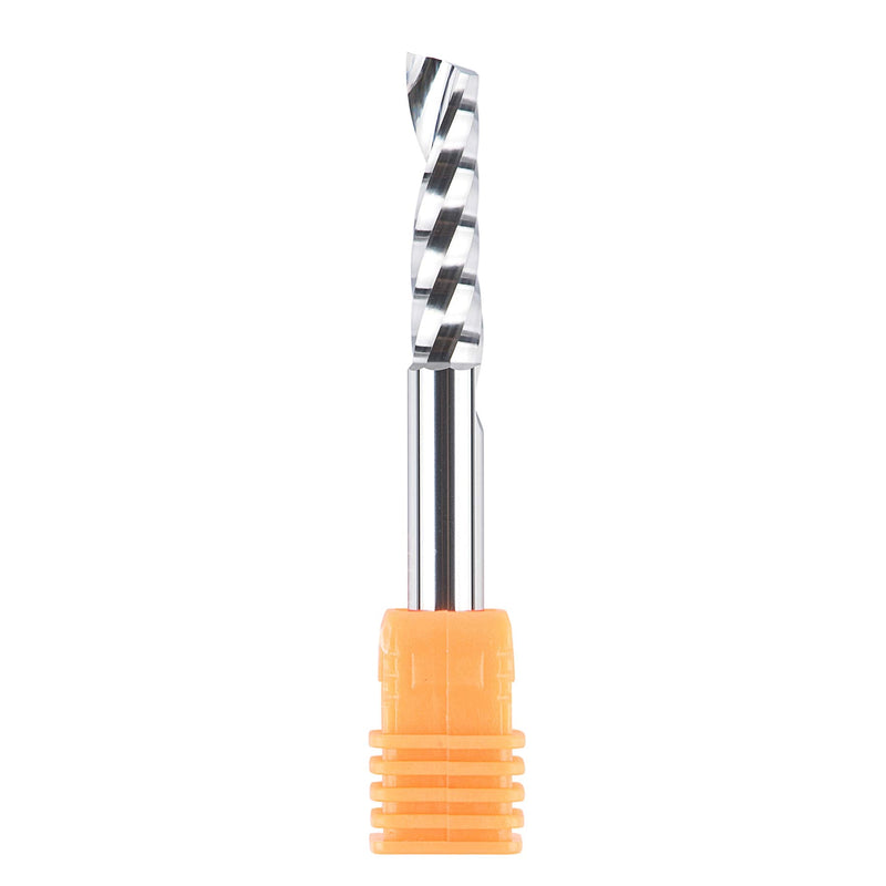 SpeTool Single Flute (O Flute) Spiral End Mill Aluminum Cutter Carbide Router 1 inch Cutting Length with 1/4Inch Shank for Aluminum Acrylic PVC MDF Plastic