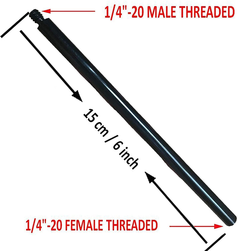 AUXPhome Metal Tripod Extender Tube Extension Rod/Tripod Pole - with 1/4inch-20 Female Threaded and 1/4inch-20 Male Threaded for Tripod Stabilizer for DSLR & SLR Cameras/Action Camera Adapter