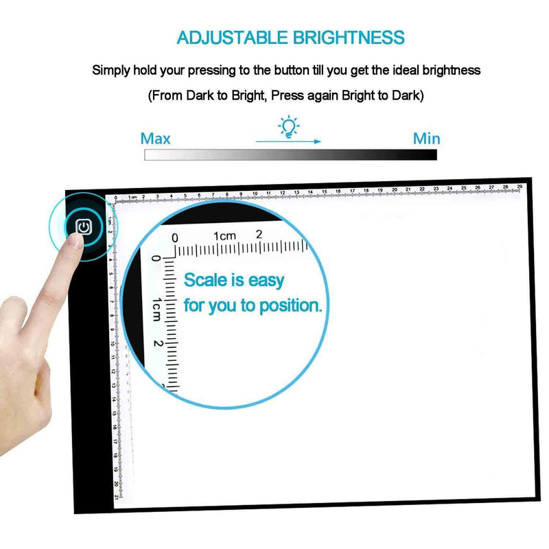 A4 LED Light Box Tracer Ultra-Thin USB Powered Portable Dimmable Brightness LED Artcraft Tracing Light Pad Light Box for Artists Drawing Sketching Animation Designing Stencilling X-ray A4 with ruler printed+report covers