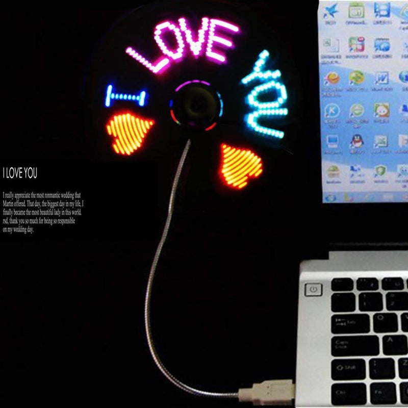 Kbinter Mini USB Fan,New RGB LED Programmable Fan for PC Laptop Notebook Desktops Creative Flexible Gooseneck Colorful DIY Message Cooling Fan (1 Pack) 1 Pack