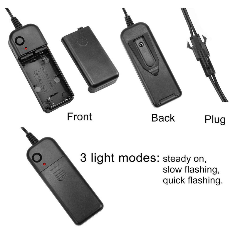 Neon Lights El Wire with Battery Pack 3m/9ft Flexible Neon Lights 3 Lighting Modes Neon Lights Car Lights Garden Wedding Decoration Holiday LED Rope Lights(White) White