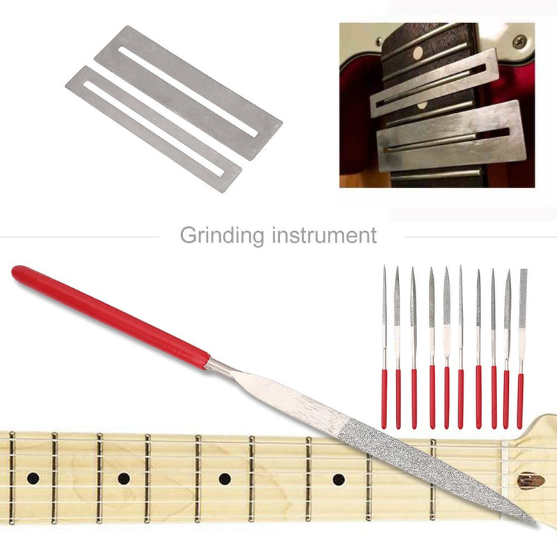 20 PCS Guitar Repair Tool Kit, Guitar Bridge Saddle Nut Files with Grinding Stone Screw Nuts Guitar Maintenance Accessory