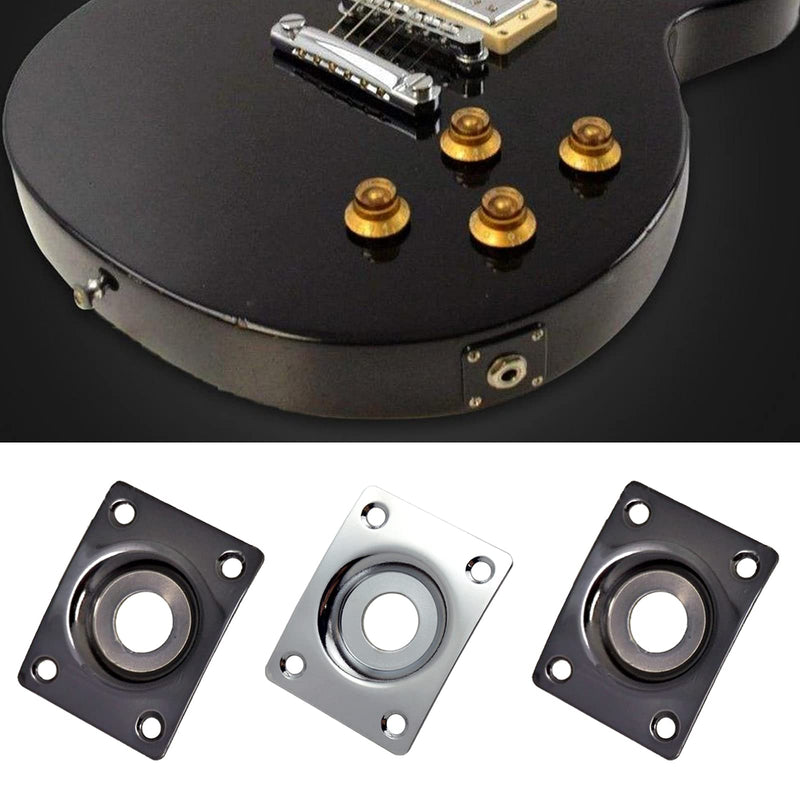 6 Pcs Guitar Pickup Output Jack Socket Plate Rectangle Jack Plate Metal Jack Plate for Electrical Guitar, Rectangle Guitar with 24Pcs Screws