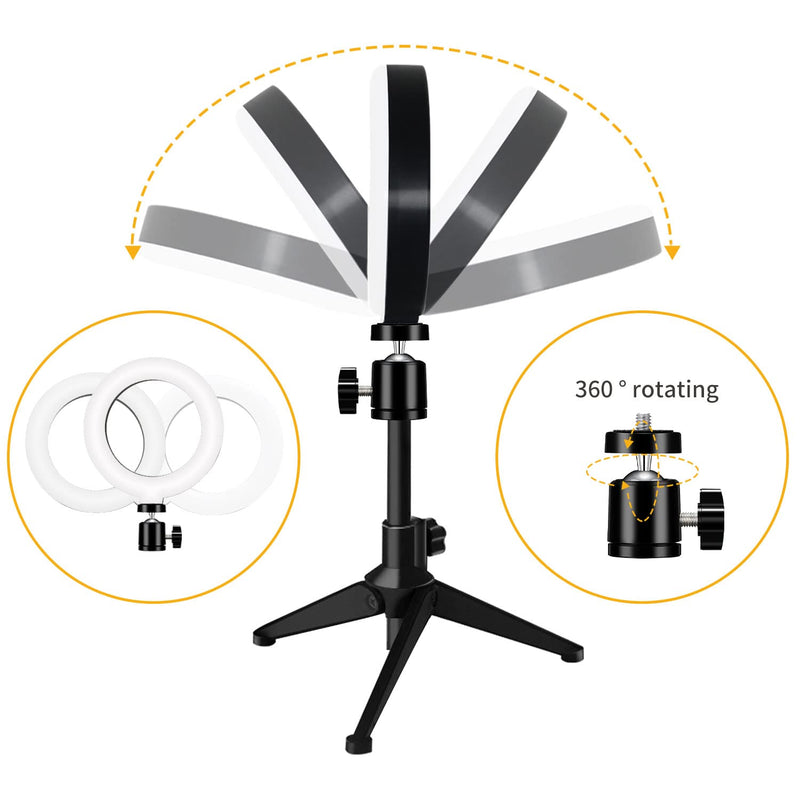 [AUSTRALIA] - Desk Ring Light for Zoom Meetings - Video Conference Lighting Kit for Laptop Computer, 6” Clip on Table LED Light Lamp with Tripod Stand for Video Recording, Remote Working, Gaming, Vlogging 
