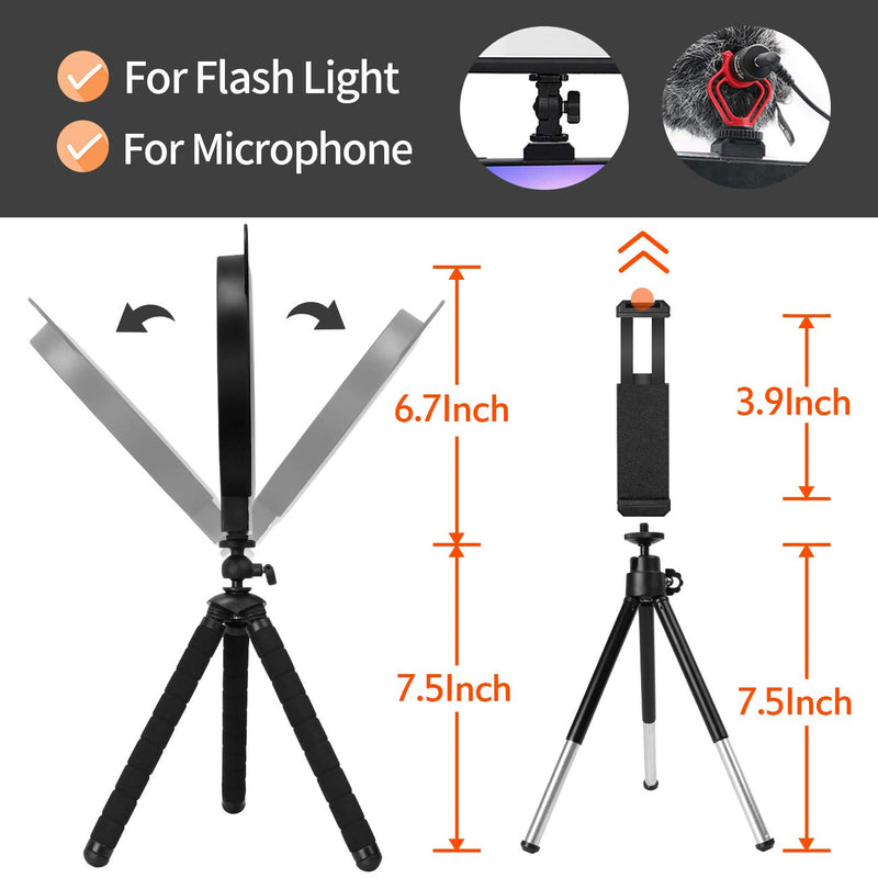 Lusweimi LED Ring Light 6 Inch with Tripod Stand for YouTube Video and Makeup, Mini LED Camera Light with Cell Phone Holder Tabletop Lamp with 3 Light Modes and 11 Brightness Level (Black) black with phone holder