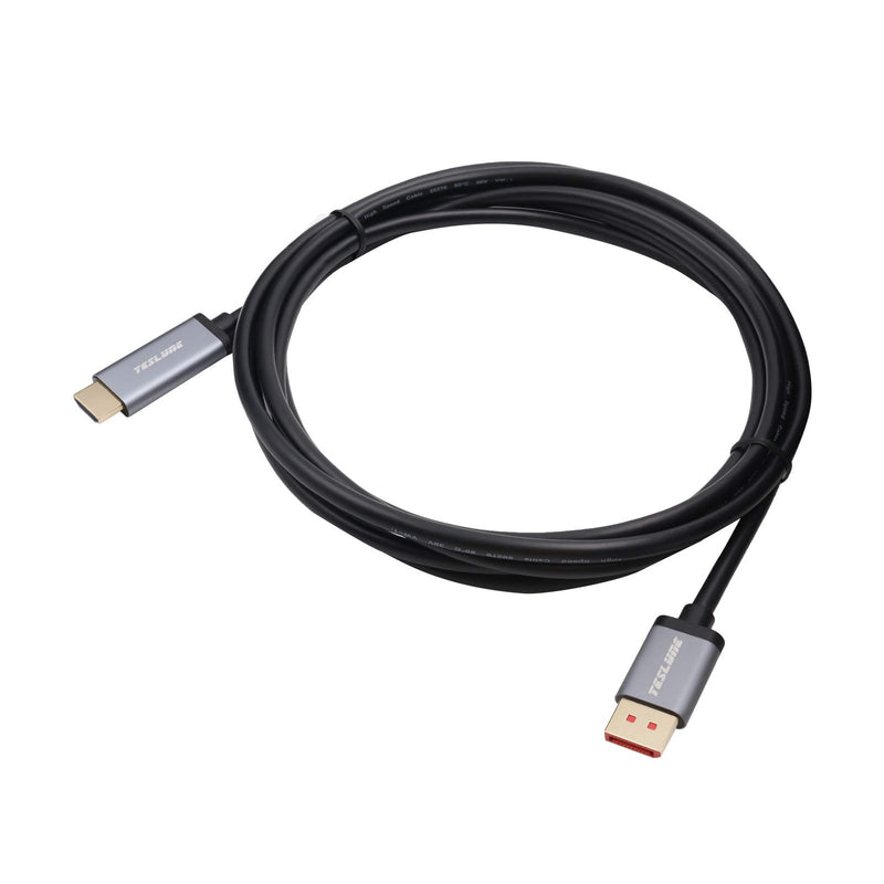 DisplayPort to HDMI Cable 10ft, TESLUNE 4K@60HZ DP 1.4 to HDMI 2.0 Cable, Gold-Plated Male to Male DP-HDMI Cable for Laptop, PC, HDTV, Monitor, Projector.