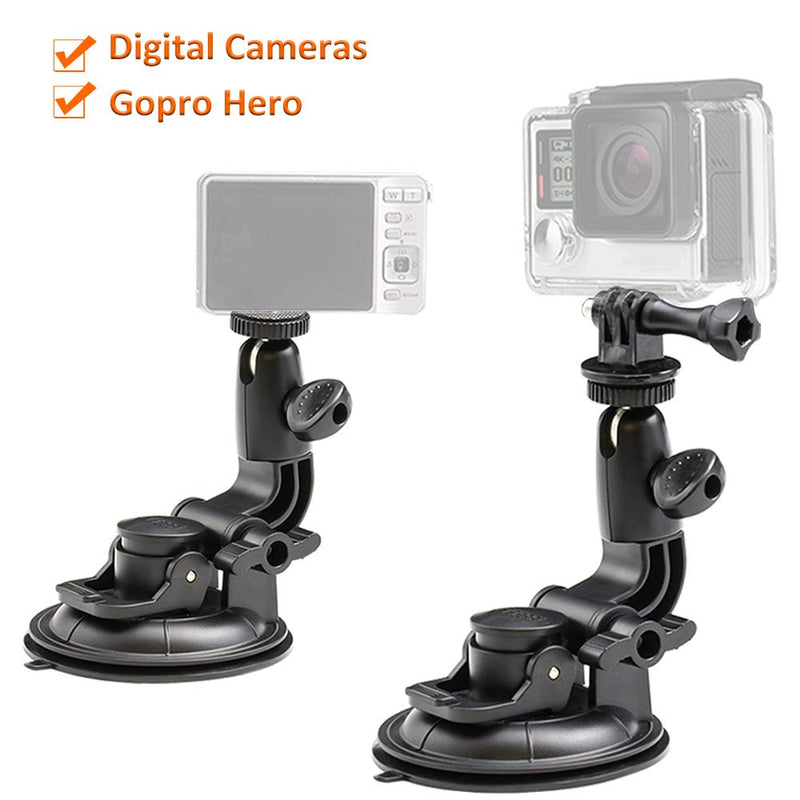 Heavy Duty Camera Car Windshield Mount with 1/4-20 Adapter for GoPro Hero Series and All Cameras