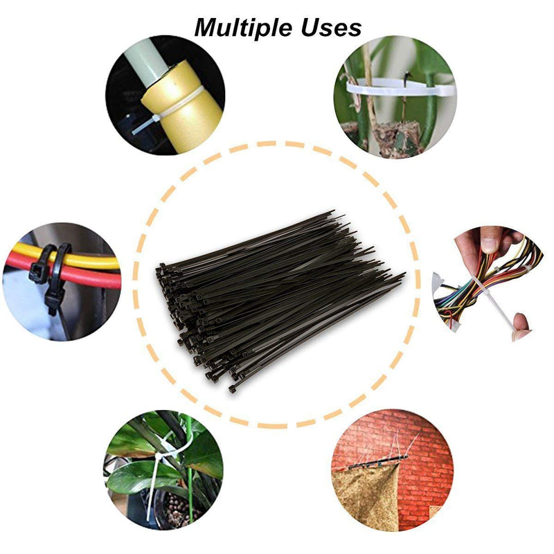 NewMainOne Cable Zip Ties,500 Packs Self-Locking 4+6+8+10+12-Inch Width 0.16inch Nylon Cable Ties,Perfect for Home,Office,Garage and Workshop (Black) Black