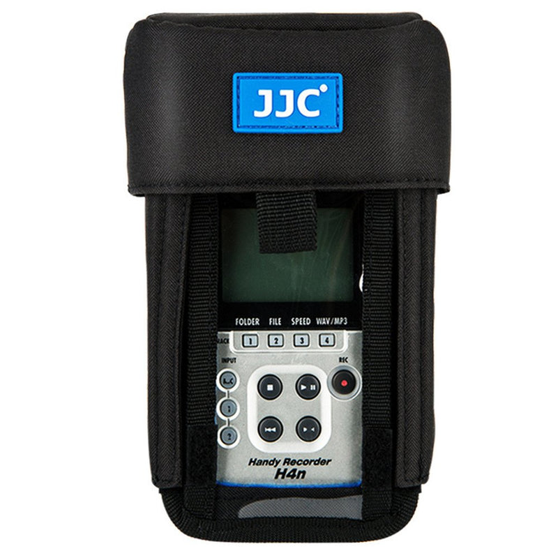 JJC H4n Protective Carrying Storage Pouch Case Bag for Zoom H4n Pro All Black & Tascam DR-40 Handy Portable Recorder replaces Zoom PCH-4n Case, with Clear Visible Front Face Cover Protector for H4n & H4n Pro