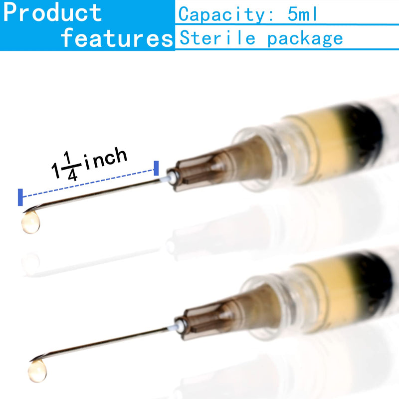 20 Pack 5ml Industrial Sterile Syringes with 22Ga 1.2 Inch, Plastic Disposable Syringe for Scientific Labs, Liquids Refilling and Measuring 5 ml