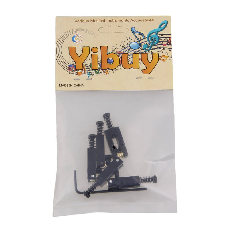 Yibuy Black Metal Roller Bridge Tremolo Saddles & Wrench for Electric Guitar Set of 6