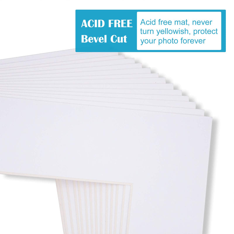 Egofine 5x7 White Picture Mats, Frame Mattes for 4x6 Pictures, Acid Free, 1.2mm Thickness, with Core Bevel Cut - Pack of 14 5x7 opening 4x6