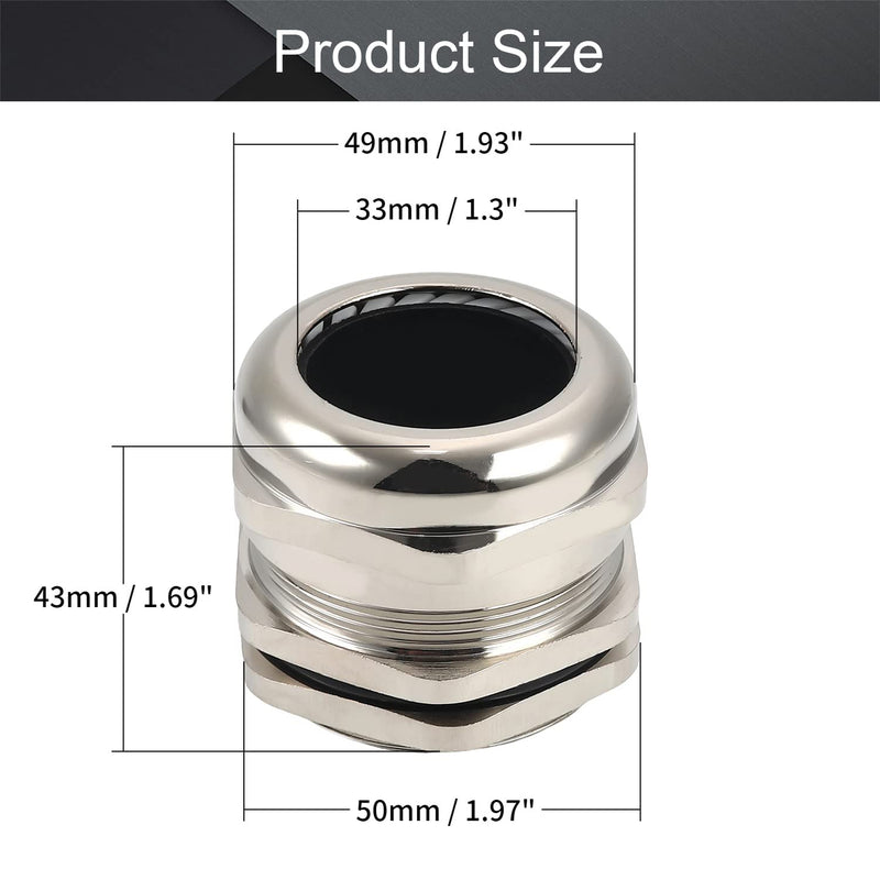 Fielect Metal Waterproof M47 Cable Glands Joints Adjustable Connector Silver for 25-33mm Dia Cable Models : M47*1.5 1pcs