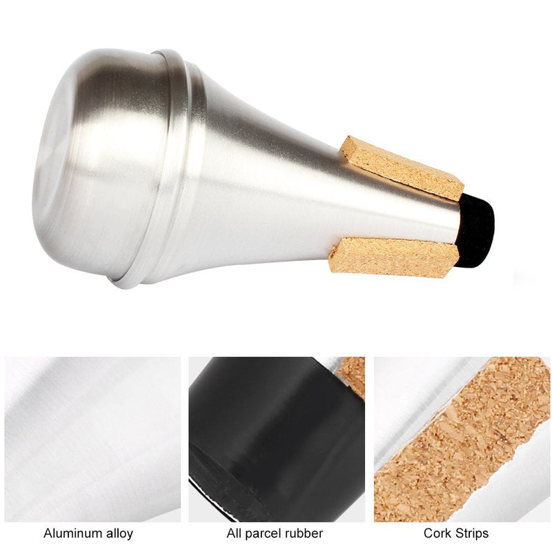 Trumpet Mute Cork Strips Aluminum Alloy Practice Cup Trumpet Cornet Straight Mute Silencer Practicing Musical Instrument Accessories