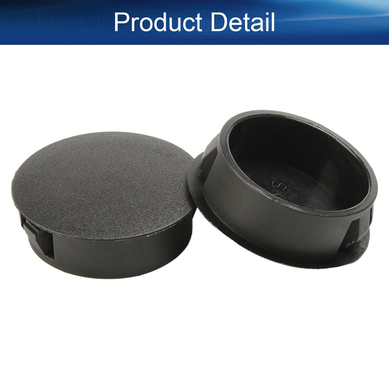 Heyiarbeit 100pcs Hole Plugs 30mm/1.18" Nylon Plastic Round Snap in Type Locking Hole Tube Furniture Fencing Post Pipe Insert End Caps Black Tone