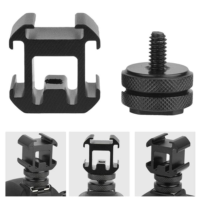 Neufday Aluminium Triple Hot Shoe Camera Mount Adapter Video Accessory Triple Shoe Bracket for Lights, LED Monitors, Microphones, Audio