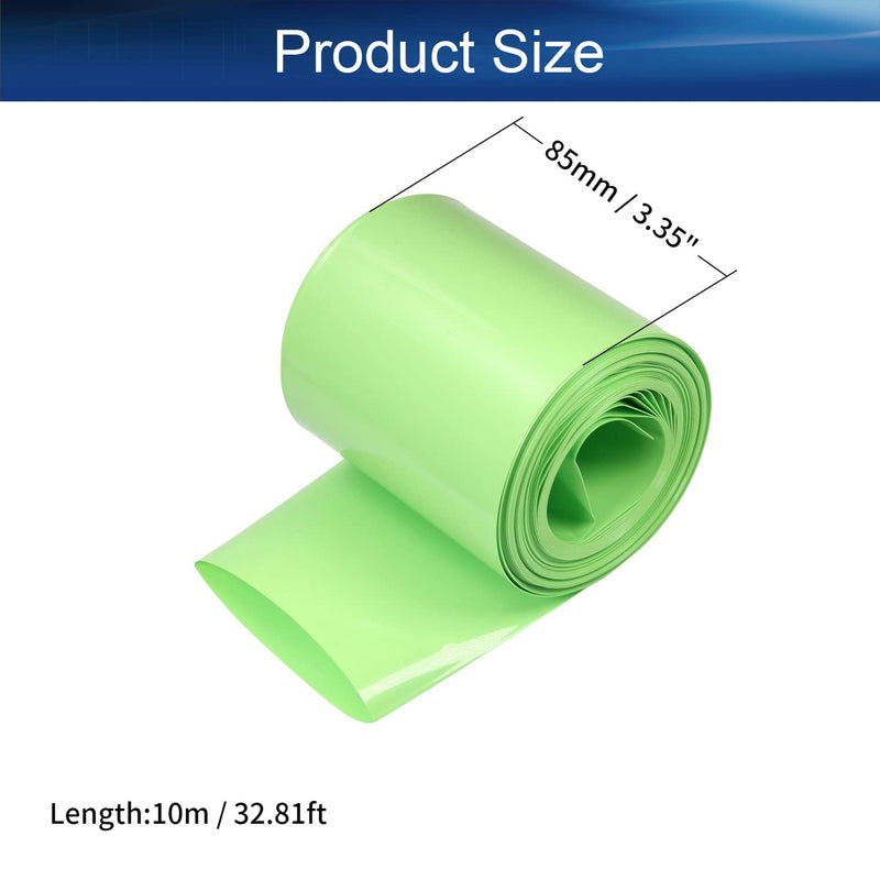 Bettomshin 1Pcs 3.35 inch Flat Width Battery Heat Shrink Tubing DIY Battery PVC Heat Shrink Wrap Tube 32.8 Ft Length Fruit Green for Four Section 18650 Battery Light Green 1