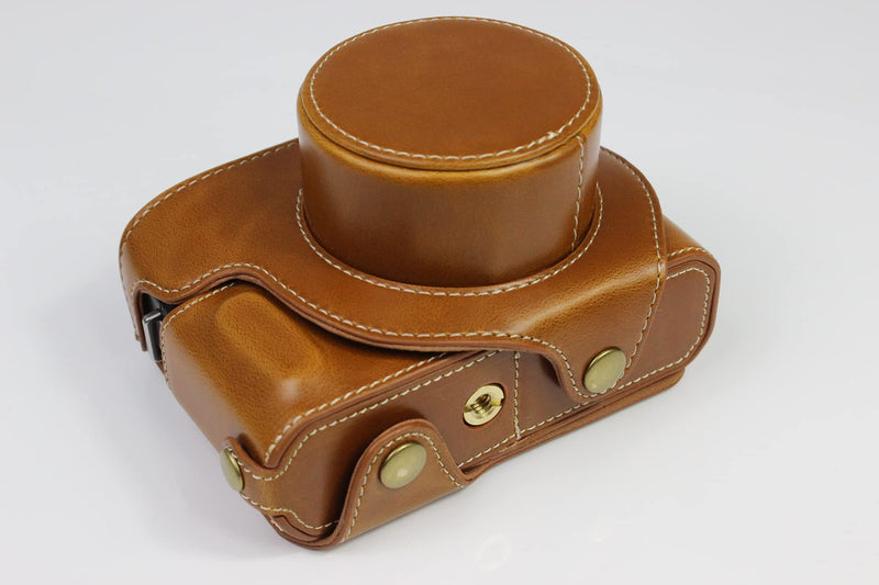 X-E4 Case, BolinUS Handmade PU Leather Fullbody Camera Case Bag Cover for Fujifilm Fuji X-E4 XE4 XF 27mm Lens F2.8 Bottom Opening Version + Neck Strap + Mini Storage Bag (Brown) Brown