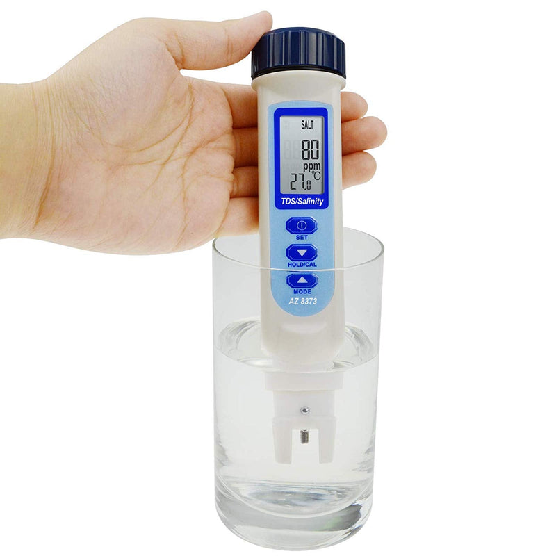 All-in-1 Pen-typed Salinity, TDS & Temp Checker Tester ATC NaCl, 100 PPT / 9999 ppm / 10% / 0.95-1.08 SG AZ8373