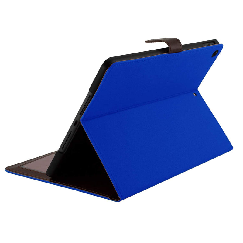 iPad 9.7 case, Fits 5th 6th Gen iPad, PU Leather Folio Portfolio Canvas Protective Case Cover, Slim, Lightweight with Card/ID Slots for Apple iPad 5th(2017) / 6th(2018) Generation (Dark Blue) Dark Blue