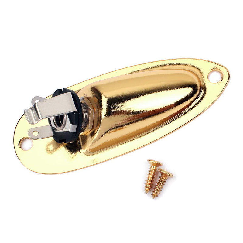 Alnicov Boat Input Output Jack Plate Socket with Screws for Fender Strat Guitar Gold