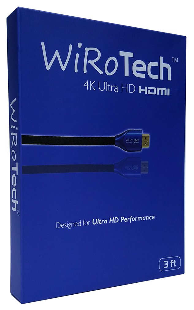 WiRoTech HDMI Cable 4K Ultra HD with Braided Cable, HDMI 2.0 18Gbps, Supports 4K 60Hz, Chroma 4 4 4, Dolby Vision, HDR10, ARC, HDCP2.2 (3 Feet, Blue) 3 Feet