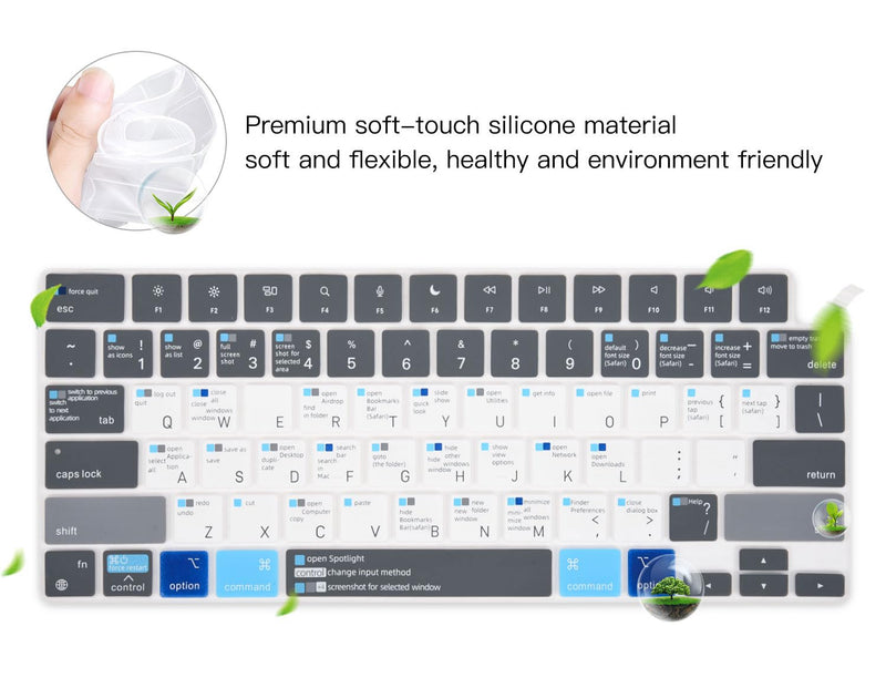 MacBook Shortcuts Keyboard Cover for 2023 MacBook Air 15.3 Inch M2 Chip A2941, MacBook Air 13.6" M2 Chip A2681 Keyboard Cover Protector Skin, MacBook Air 15.3" 13.6" M2 A2941 A2681 Accessories, Gray 2023 MacBook Air 15.3" M2 A2941 Gray&Blue