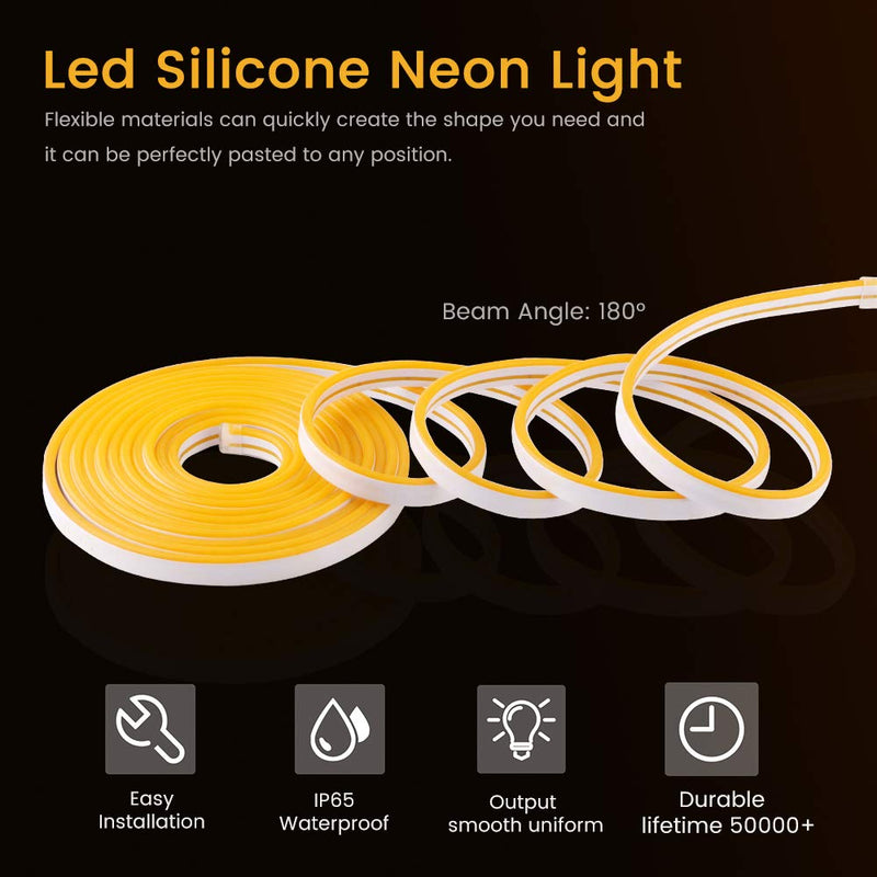 [AUSTRALIA] - EverBright Led Strip Lights 12V Led Neon Rope Light Indoor Outdoor 16.4Ft 600SMD Amber Led Strip, Silicone Led Neon Lights Waterproof Flexible for Signboard Bar Home Party Holiday Decoration 