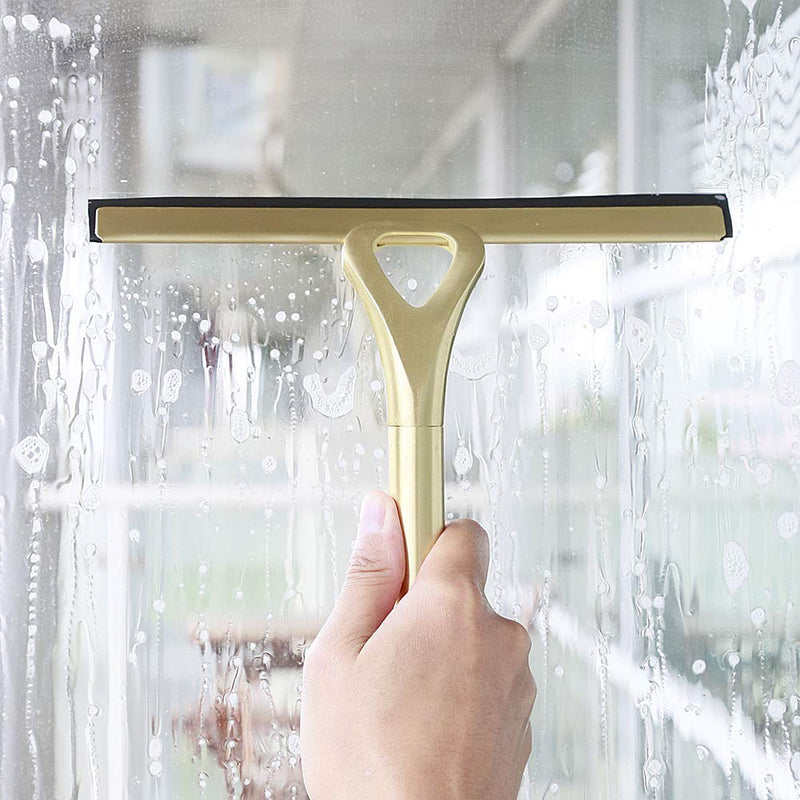 HomDSim Stainless Steel Shower Squeegees All-Purpose Mirror/Window/Glass Wiper Scraper Golden Shower Squeegee Gold