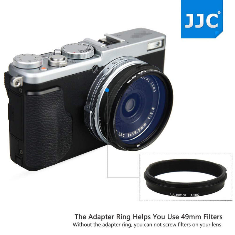 [AUSTRALIA] - JJC Metal Lens Hood Shade Protector with 49mm Filter Adapter Ring for Fujifilm Fuji X100V X100F X100T X100S X100 X70 Replaces Fujifilm LH-X100 Lens Hood & AR-X100 Filter Adapter Ring/Black 